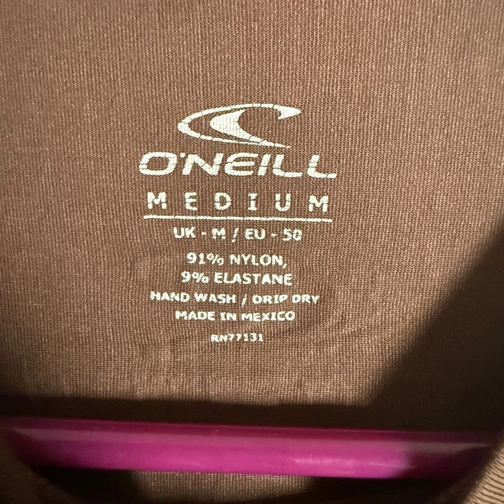 Oneill Mens Brown Short Sleeve Rash Guard Swim Shirt‎ Medium RN77131 Logo